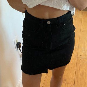 Black denim skirt